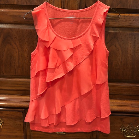 LOFT Mixed Media Ruffle Shell - Picture 2 of 4